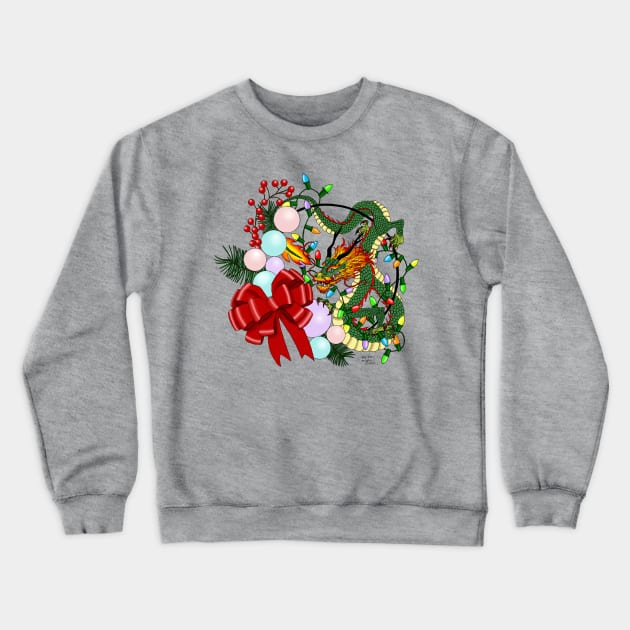 Chinese Dragon Christmas Wreath Crewneck Sweatshirt by tigressdragon